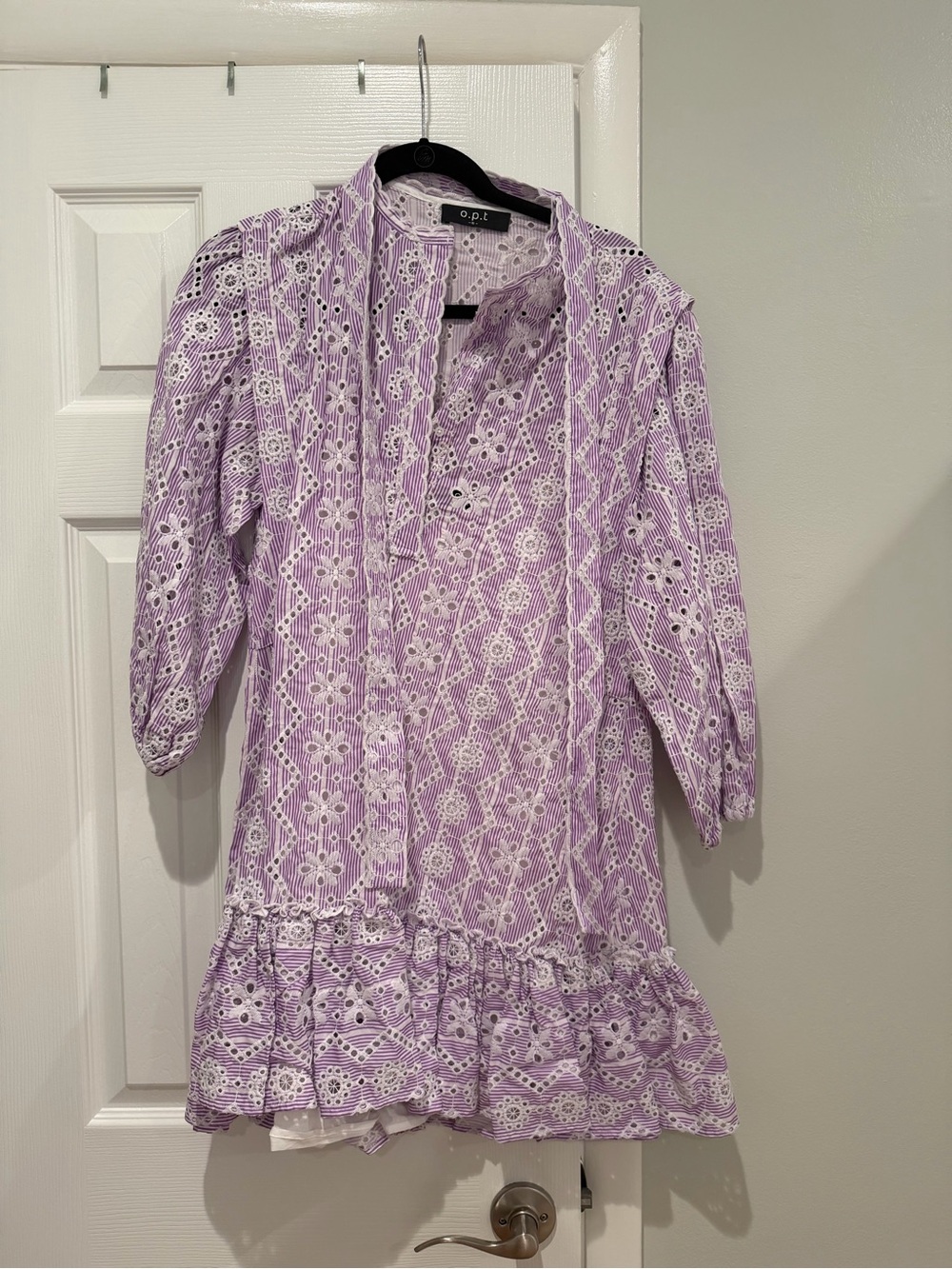 OPT Eyelet Lace Lavender Mini Dress